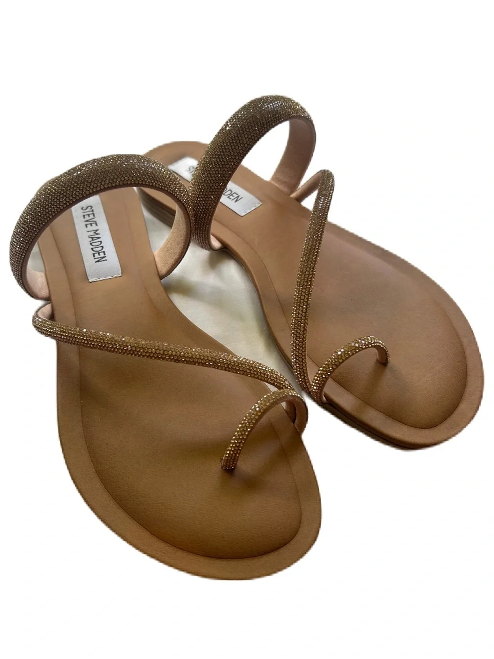 Steve Madden Rose Gold Crystal-Strap Toe-Loop Sandal